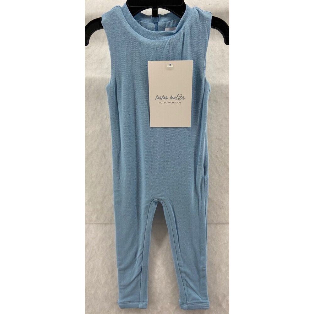 NWT Naked Wardrobe Mama Marika Jumper 1T 12 mos Blue‎ Pant Romper Zipper Back